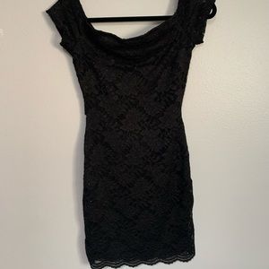 Black shimmering cocktail dress